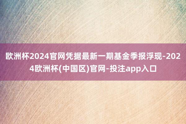 欧洲杯2024官网凭据最新一期基金季报浮现-2024欧洲杯(中国区)官网-投注app入口