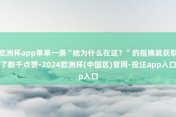 欧洲杯app单单一条“她为什么在这？”的指摘就获取了数千点赞-2024欧洲杯(中国区)官网-投注app入口