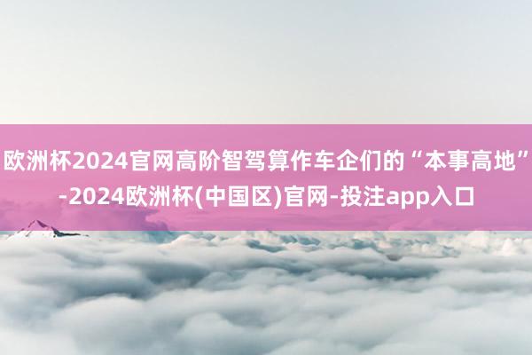 欧洲杯2024官网高阶智驾算作车企们的“本事高地”-2024欧洲杯(中国区)官网-投注app入口