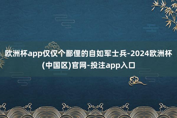欧洲杯app仅仅个鄙俚的自如军士兵-2024欧洲杯(中国区)官网-投注app入口