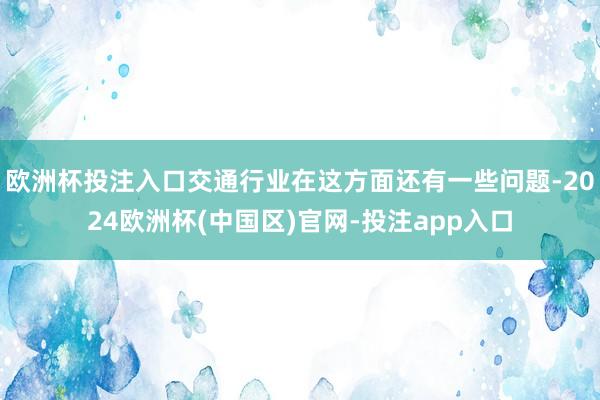 欧洲杯投注入口交通行业在这方面还有一些问题-2024欧洲杯(中国区)官网-投注app入口
