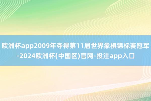 欧洲杯app2009年夺得第11届世界象棋锦标赛冠军-2024欧洲杯(中国区)官网-投注app入口