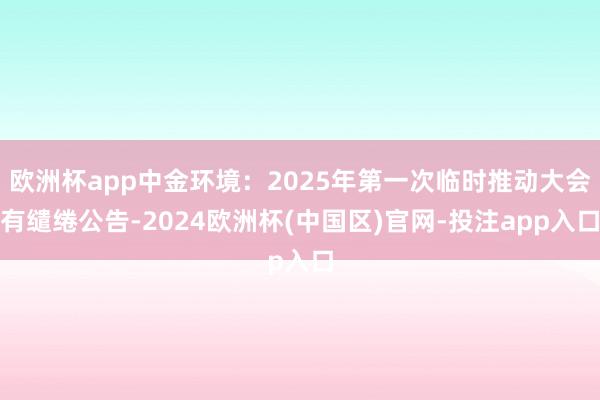 欧洲杯app中金环境：2025年第一次临时推动大会有缱绻公告-2024欧洲杯(中国区)官网-投注app入口