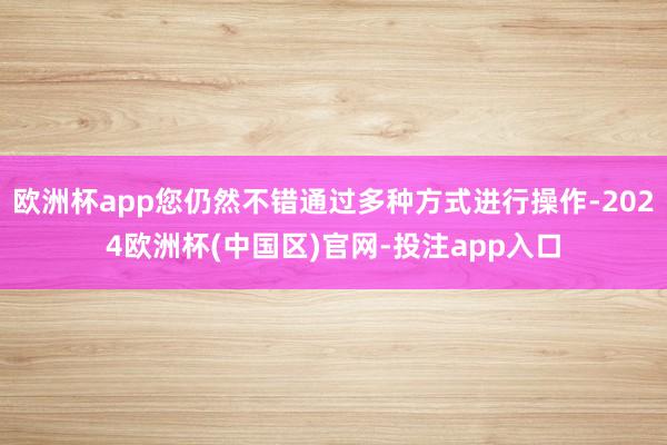 欧洲杯app您仍然不错通过多种方式进行操作-2024欧洲杯(中国区)官网-投注app入口