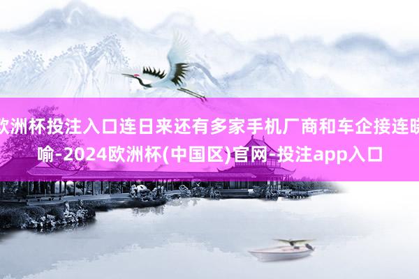 欧洲杯投注入口连日来还有多家手机厂商和车企接连晓喻-2024欧洲杯(中国区)官网-投注app入口
