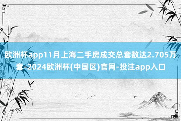欧洲杯app11月上海二手房成交总套数达2.705万套-2024欧洲杯(中国区)官网-投注app入口