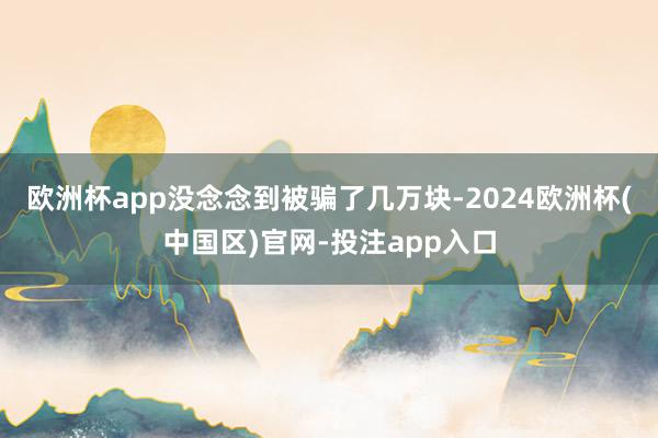 欧洲杯app没念念到被骗了几万块-2024欧洲杯(中国区)官网-投注app入口
