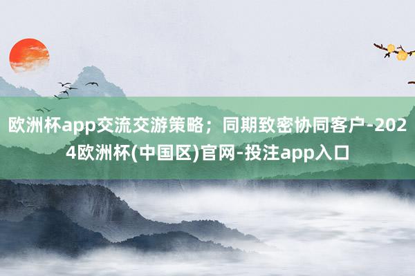 欧洲杯app交流交游策略；同期致密协同客户-2024欧洲杯(中国区)官网-投注app入口