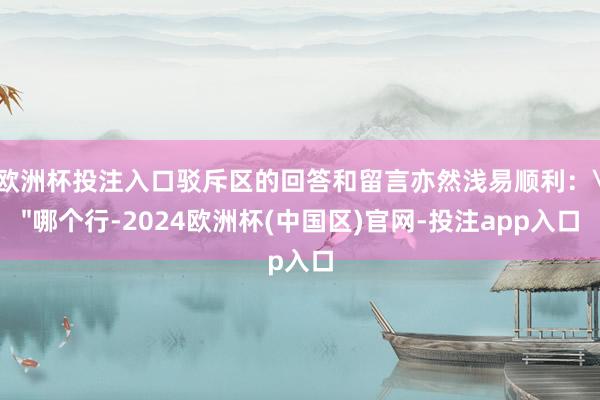 欧洲杯投注入口驳斥区的回答和留言亦然浅易顺利：