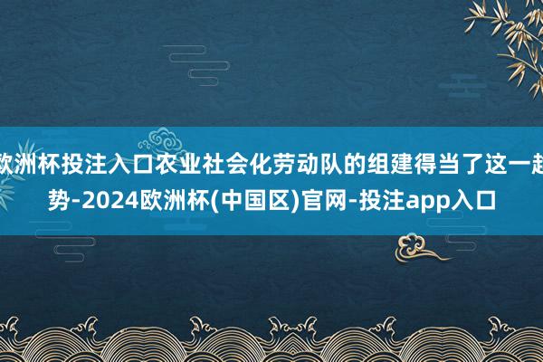 欧洲杯投注入口农业社会化劳动队的组建得当了这一趋势-2024欧洲杯(中国区)官网-投注app入口